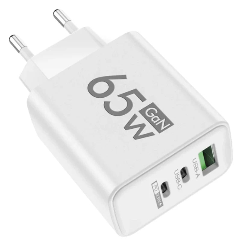 65W GaN Fast USB Type C Charger for iPhone Samsung