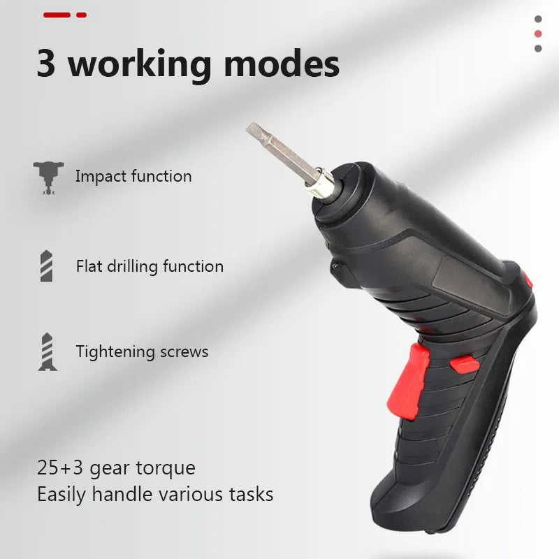 Cordless Electric Screwdriver 47-in-1, 90° Rotation, Rechargeable LED Tool