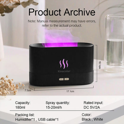 Ultrasonic Aroma Diffuser Humidifier with LED Flame Lamp