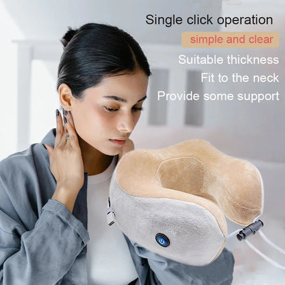 Electric Neck Massage Pillow U-Shaped Relaxation Tool for Travel