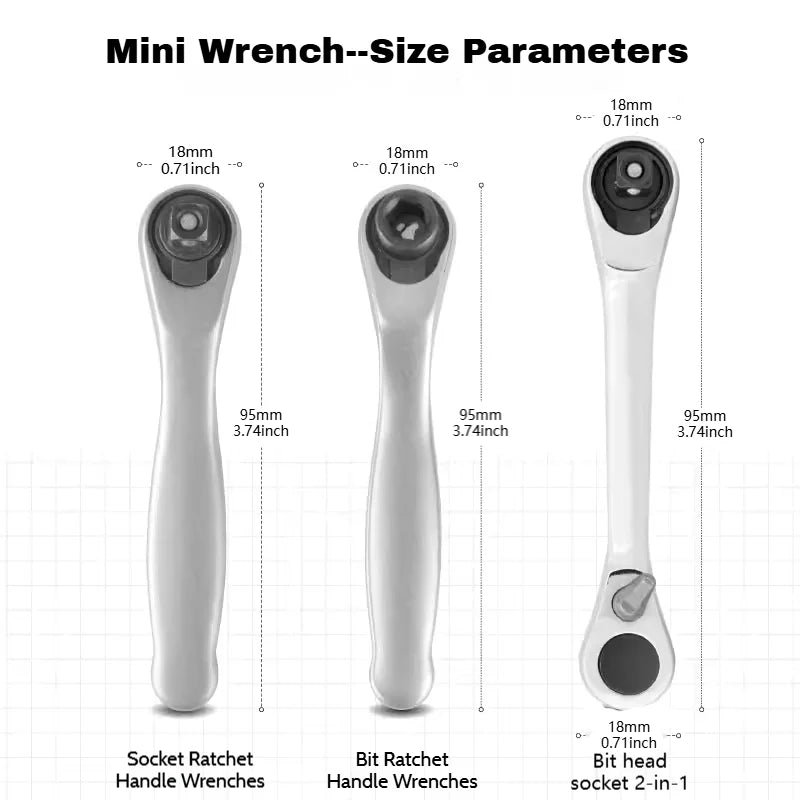 1/4" Mini Ratchet Wrench, 2-in-1 Screwdriver and Socket Tool