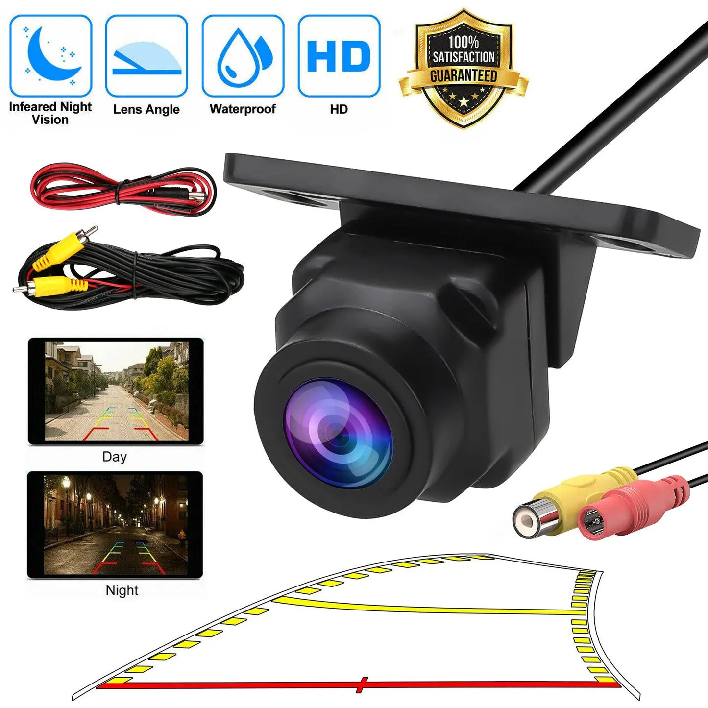 Car Rear View Reverse HD Backup Camera Parking Guideline Night Vision Waterproof