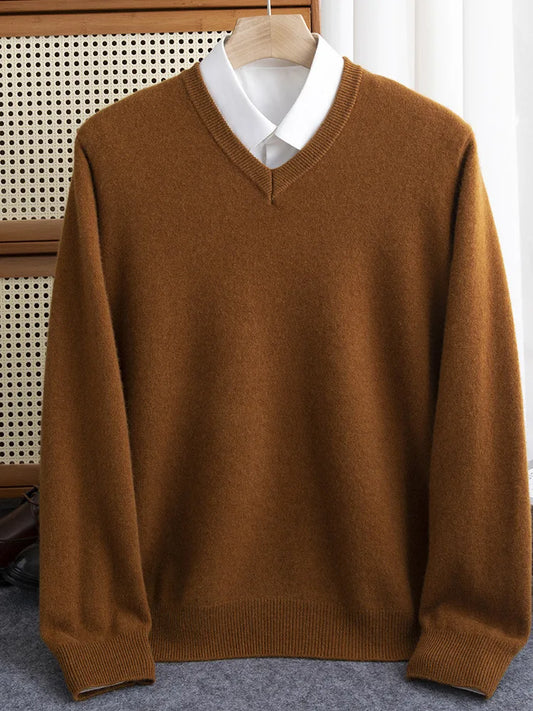 Men's Merino Wool V-Neck Sweater