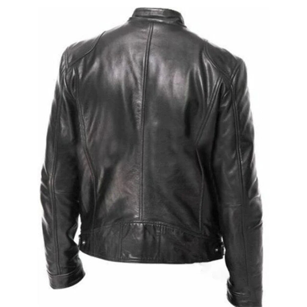 Slim Fit PU Leather Jacket