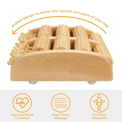 Wooden Foot Roller Massage Reflexology Tool