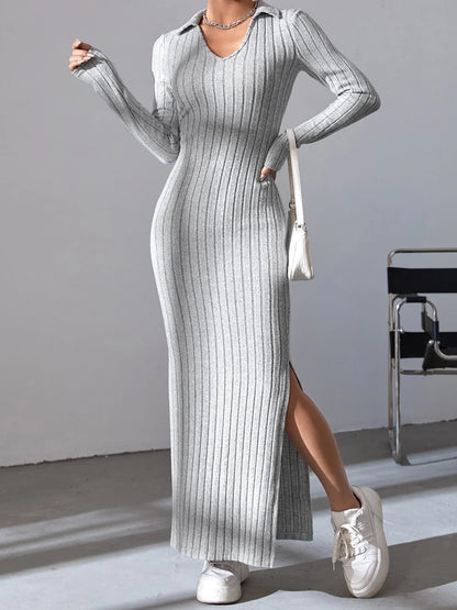 Sexy Knit V-Neck Body Sweater Dress