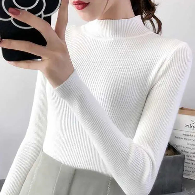 Autumn Winter Mock Neck Women’s Sweater