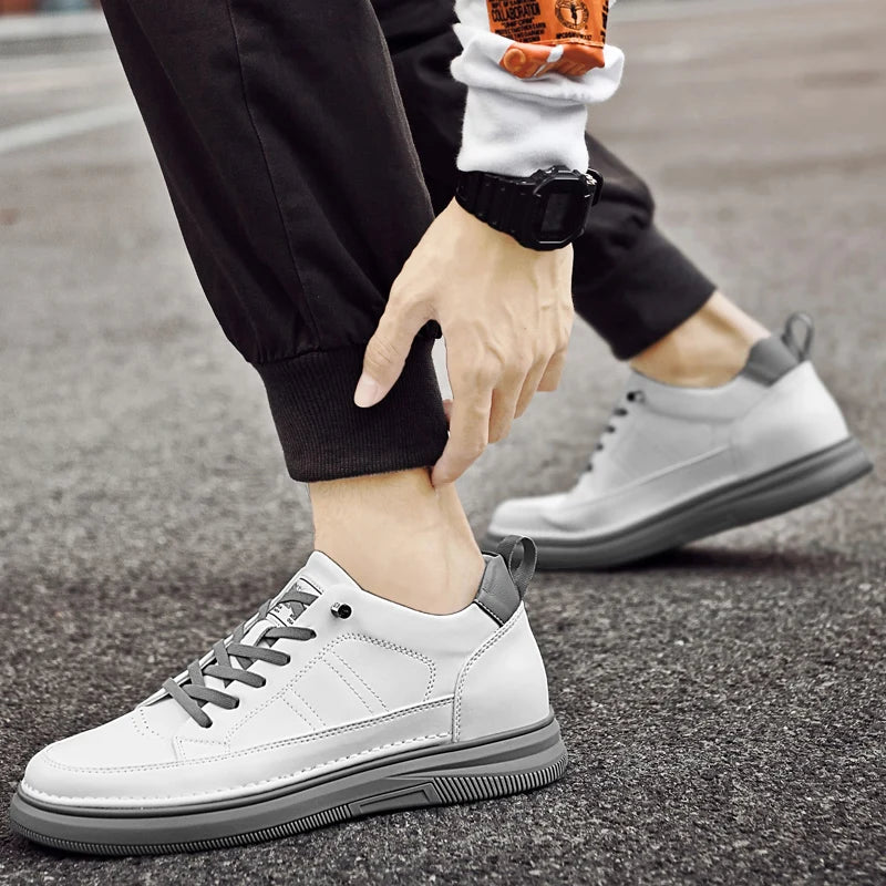 Casual Men Elevator Shoes Height Increase Shoes for Men Height Increase White Shoes Black Shoes 6CM Tall Shoes Lift Sneakers