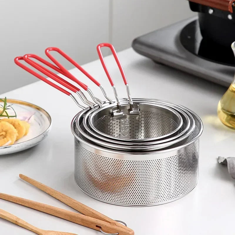 304 Stainless Steel Fry Basket Oil Strainer Noodle Spoon Colander