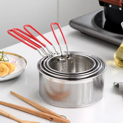 304 Stainless Steel Fry Basket Oil Strainer Noodle Spoon Colander