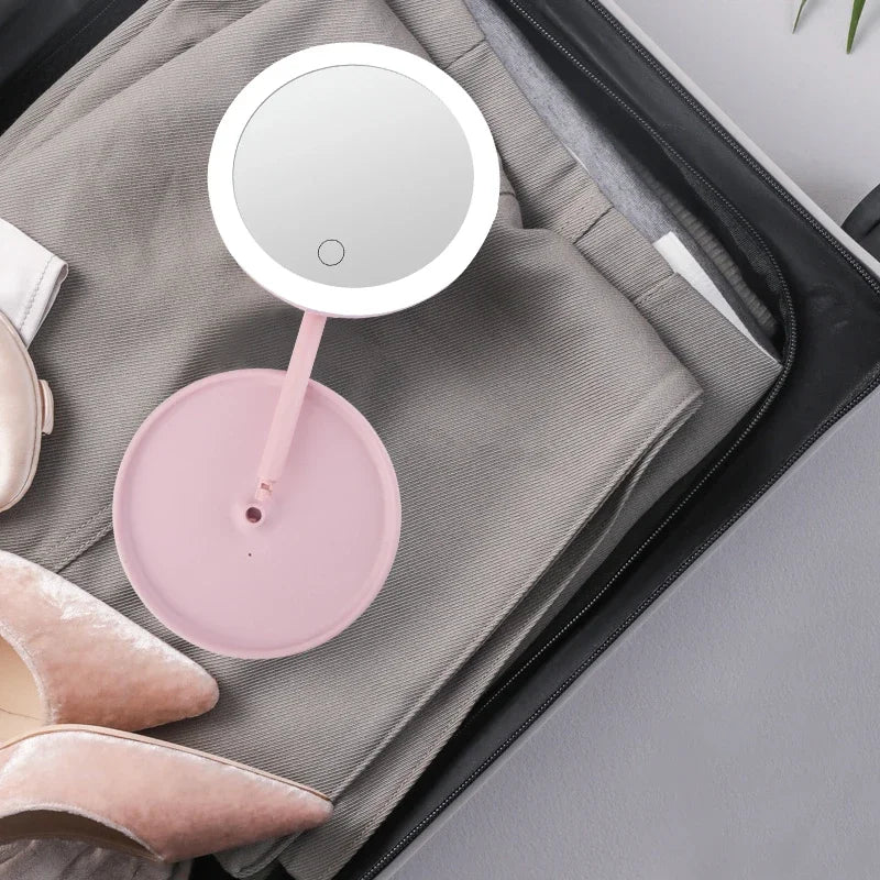 1200mAh LED Makeup Mirror with 3 Color Light & Storage