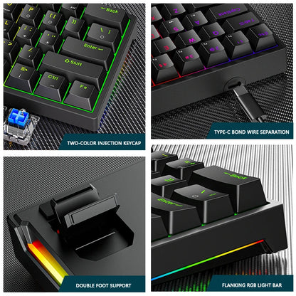 K620 Mini 61 Keys RGB Mechanical Gaming Keyboard with Hotswap