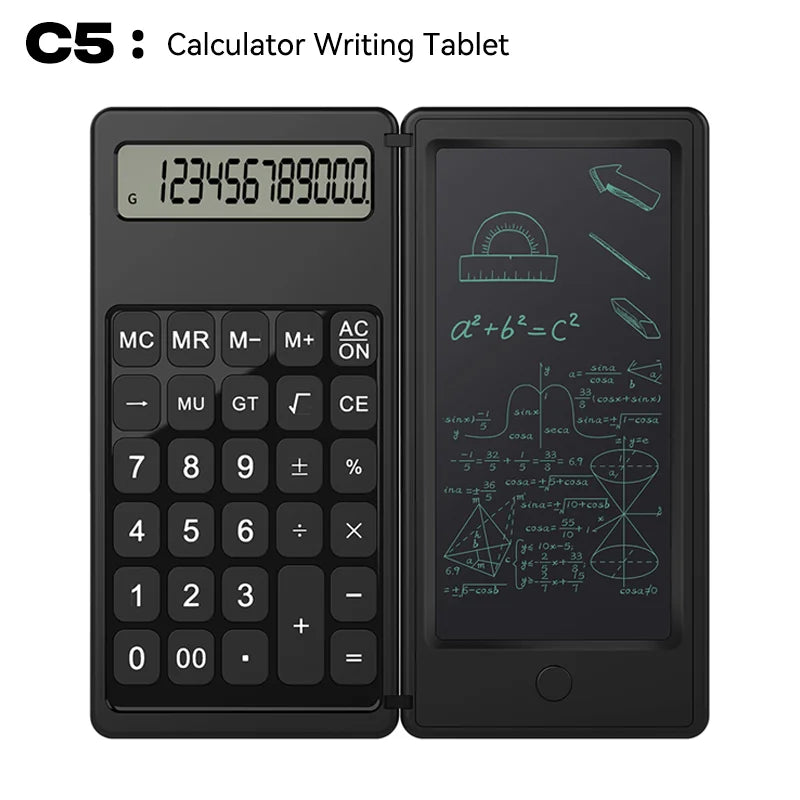 Solar Powered Calculator & Foldable Writing Tablet