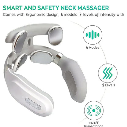 Neck Massage Machine 4-Head Heating Vibration Cervical Spine Hot Compress