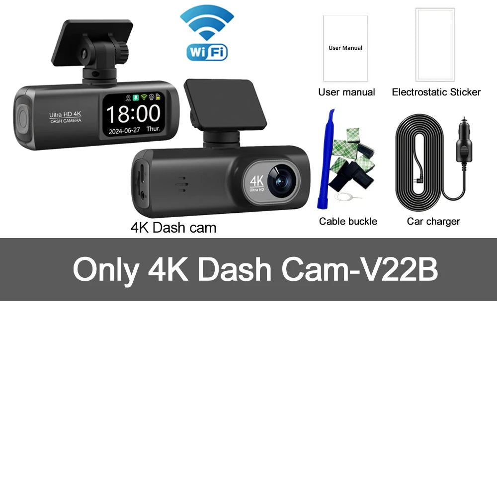 UHD 4K Dash Cam Dual Lens WiFi GPS 1080P Recorder