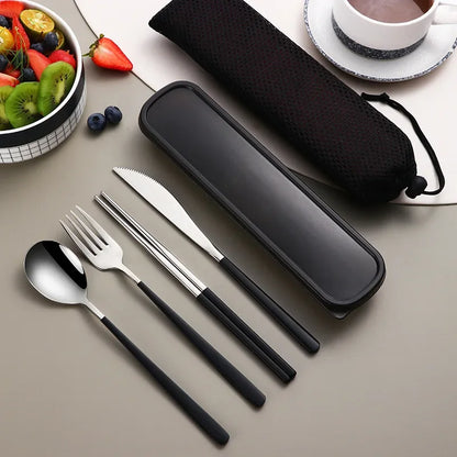 Stainless Steel Tableware Set, Portable Cutlery Knife Fork Spoon Chopsticks