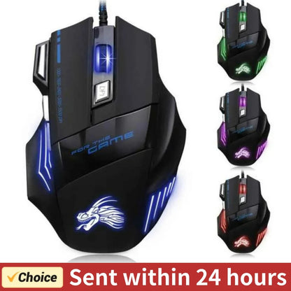 USB Wired Gaming Mouse 7 Buttons, 5500 DPI Adjustable Backlit