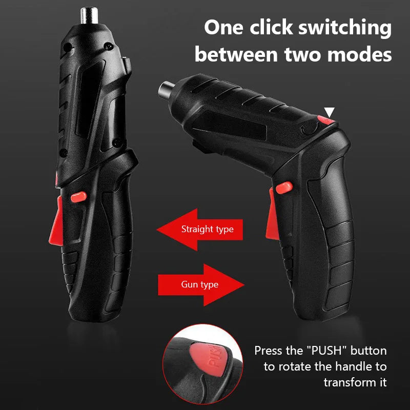 Cordless Electric Screwdriver 47-in-1, 90° Rotation, Rechargeable LED Tool