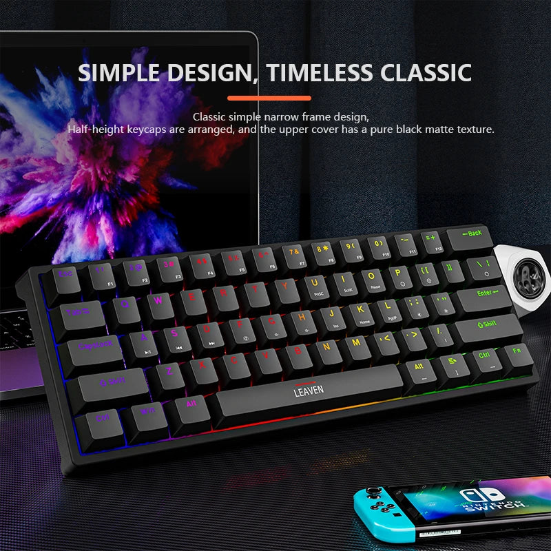 K620 Mini 61 Keys RGB Mechanical Gaming Keyboard with Hotswap