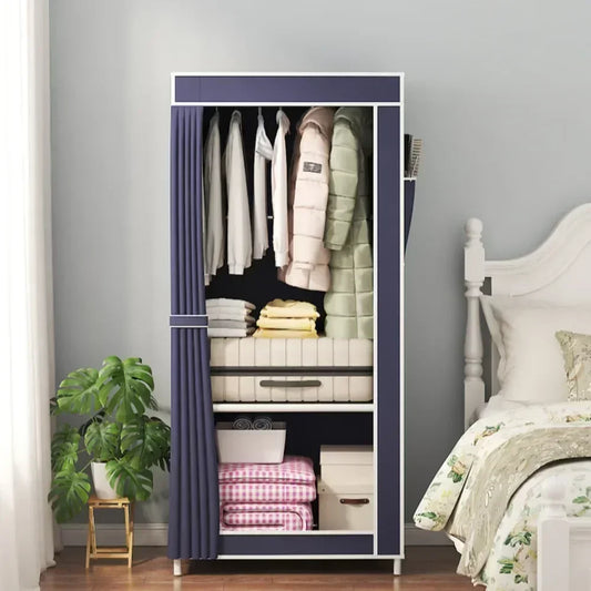 High-Capacity Fabric Wardrobe Simple Assembly Standing Storage