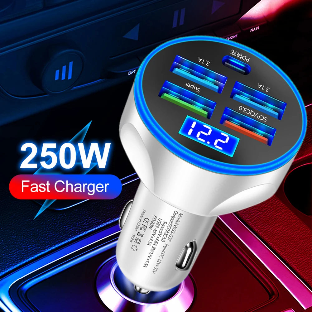 250W 5-Port Fast Car Charger