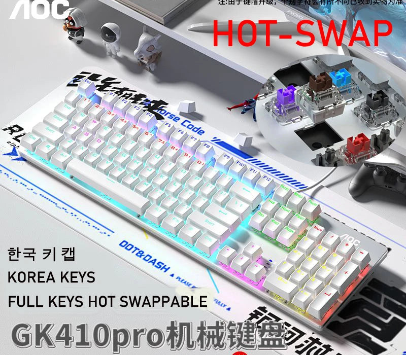 GK410 Hot Swap Mechanical Keyboard with RGB Light for Gaming