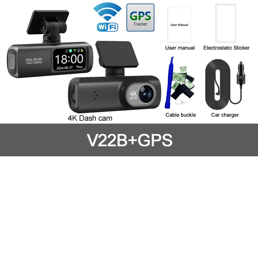 UHD 4K Dash Cam Dual Lens WiFi GPS 1080P Recorder