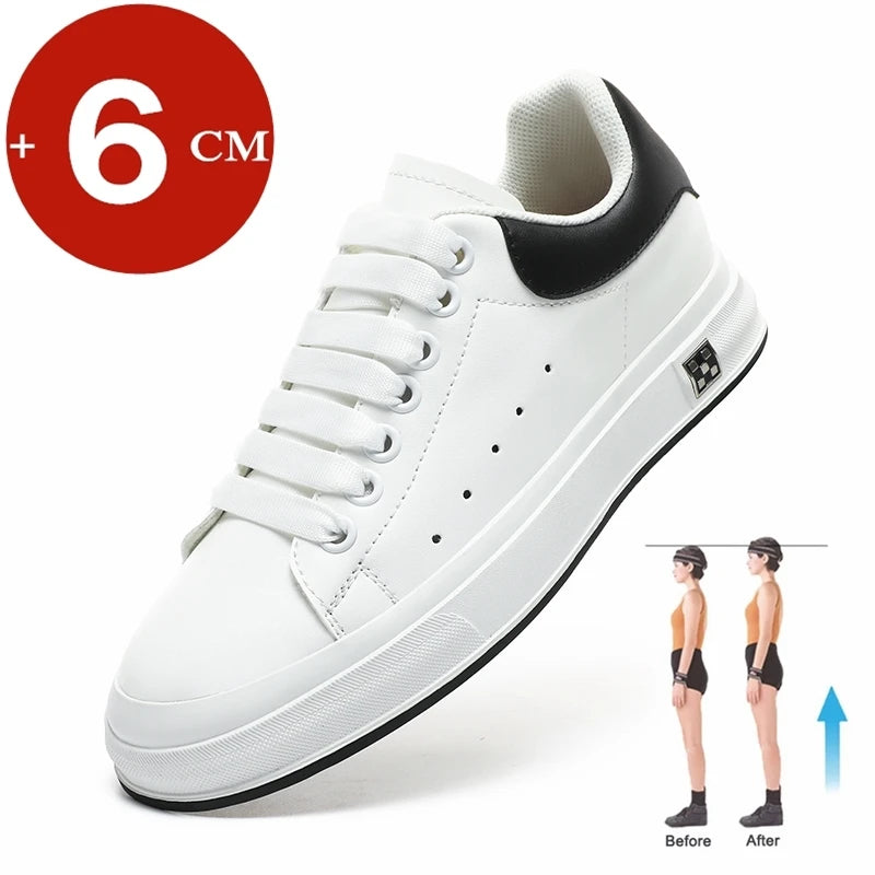 Casual Lift Sneakers Men Elevator Shoes Height Increase Insole 6cm White Black Taller Shoes Men Fashion Sports Plus Size 37-46