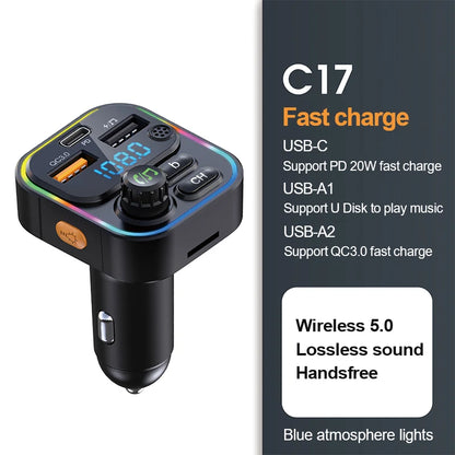 Bluetooth 5.0 FM Transmitter MP3 Player