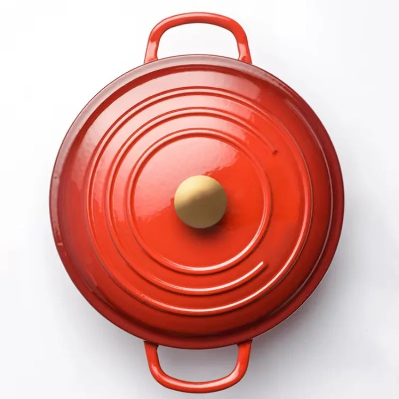 Modern Kitchen Accessories Enamel Cast Iron Shallow Pot Cooking Utensils Round Casserole with Lid