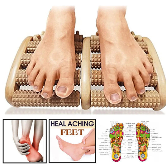 Wooden Foot Roller Massage Reflexology Tool