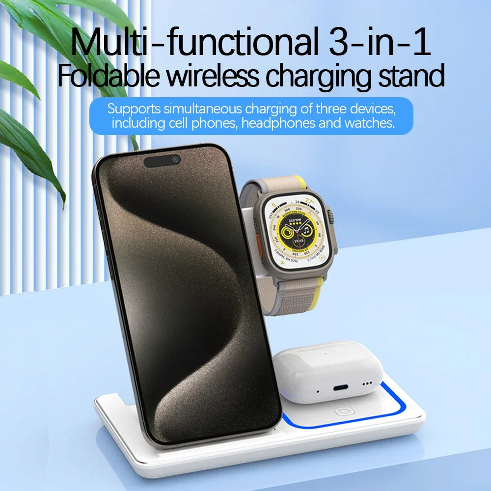 30W 3-in-1 LED Fast Wireless Charger