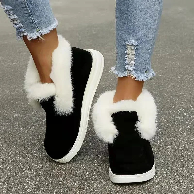 Winter Plush Fur Slip-On Ankle Boots