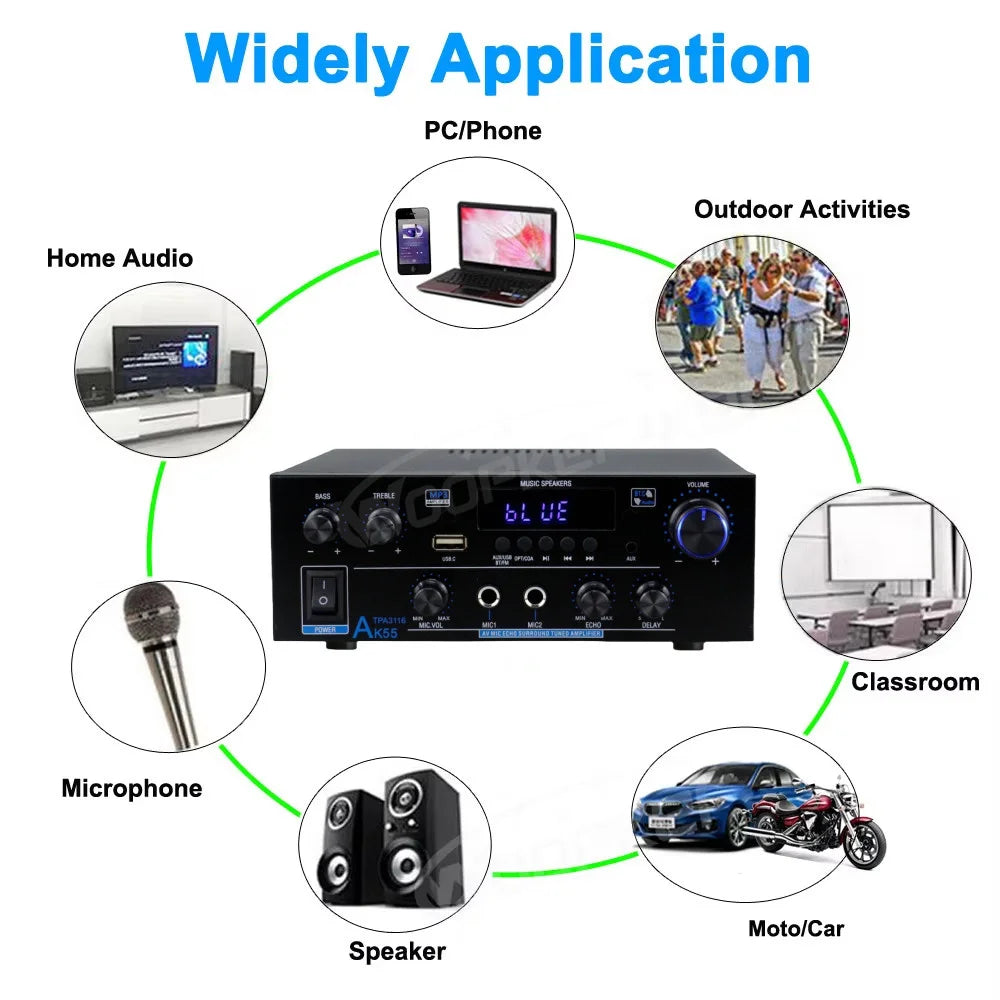 Digital Bluetooth Amplifier 2 Channel HiFi Sound