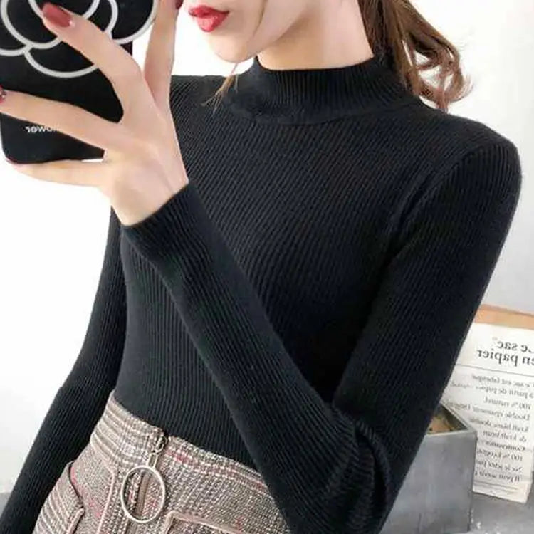 Autumn Winter Mock Neck Women’s Sweater