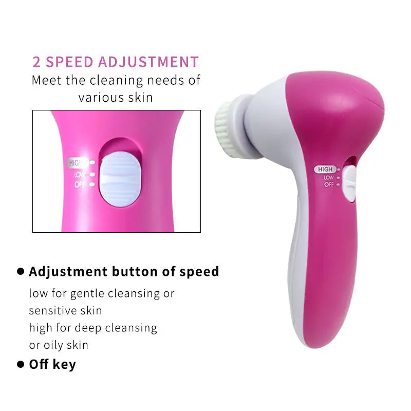 5-in-1 Electric Facial Cleaner for Deep Skin Cleansing