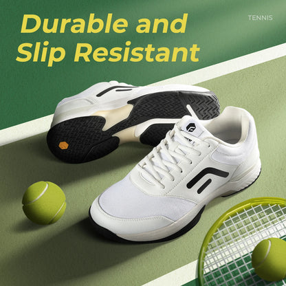 FitVille Wide Men's Tennis Shoes Anti-slip Breathable Professional Sneakers Tennis Footwear for Arch support Relief Pain