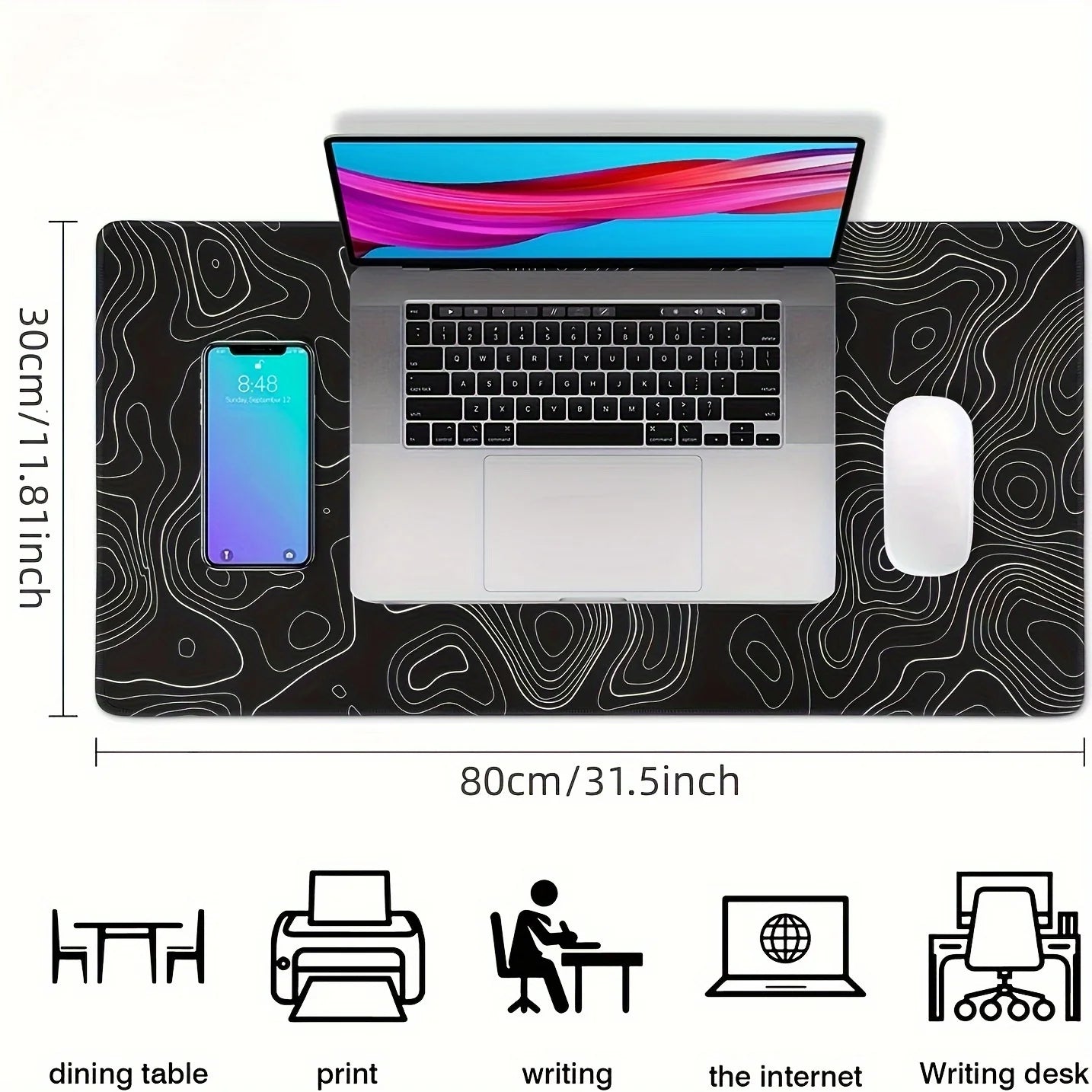 Large Non-Slip Rubber Mouse Pad for Gaming and Desk Use