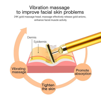 24K Gold Facial Wrinkle Lift T-shaped Vibration Slimming Massager