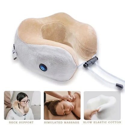 Electric Neck Massage Pillow U-Shaped Relaxation Tool for Travel