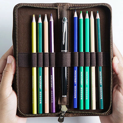 Genuine Leather Pencil Case Cowhide Organizer