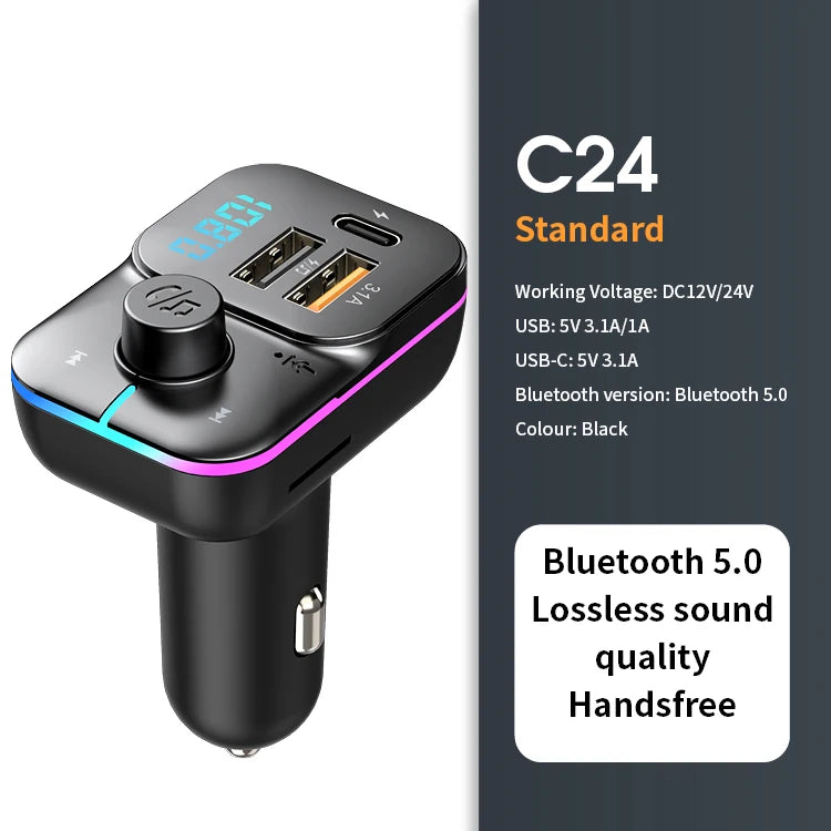 Bluetooth 5.0 FM Transmitter MP3 Player