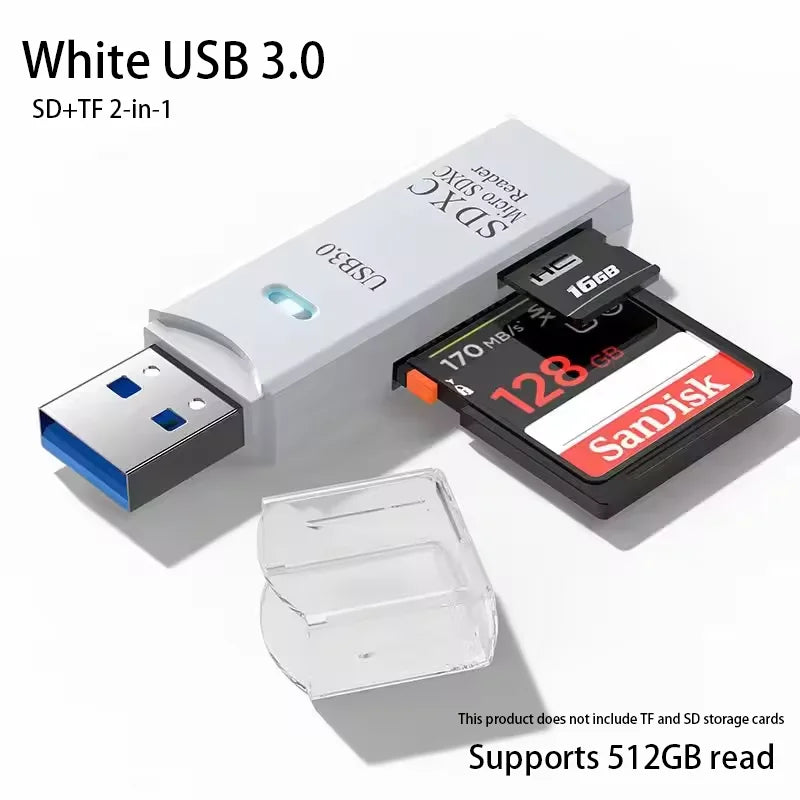 Multi-Functional 2-in-1 USB 3.0/2.0 Card Reader for Devices