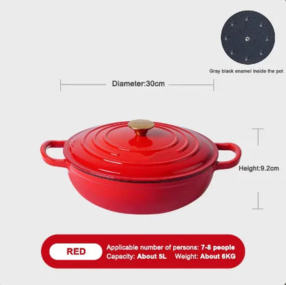 Modern Kitchen Accessories Enamel Cast Iron Shallow Pot Cooking Utensils Round Casserole with Lid