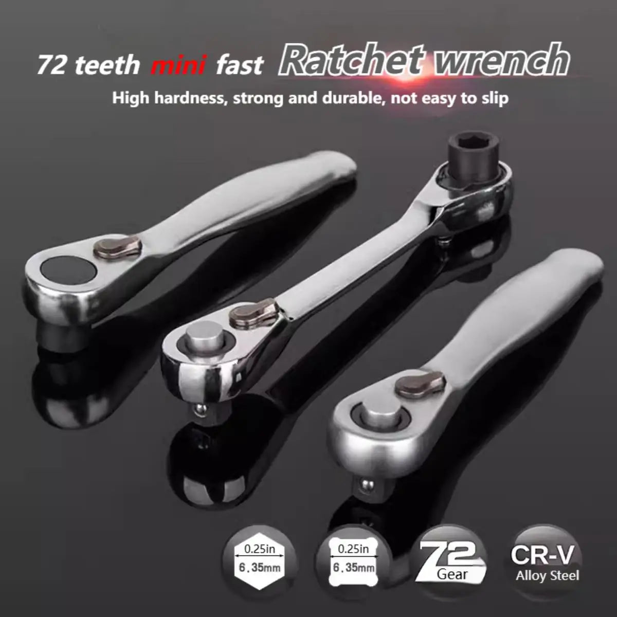 1/4" Mini Ratchet Wrench, 2-in-1 Screwdriver and Socket Tool