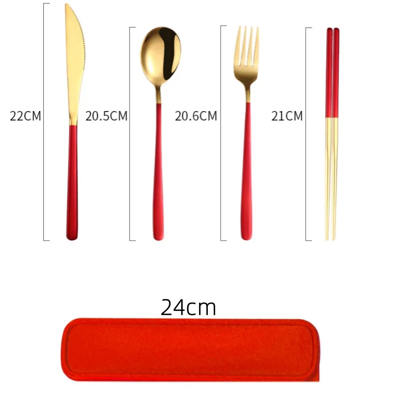 Stainless Steel Tableware Set, Portable Cutlery Knife Fork Spoon Chopsticks