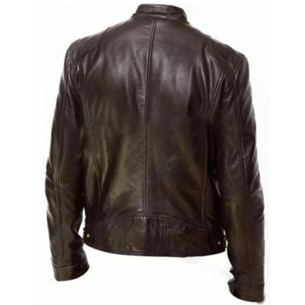 Slim Fit PU Leather Jacket