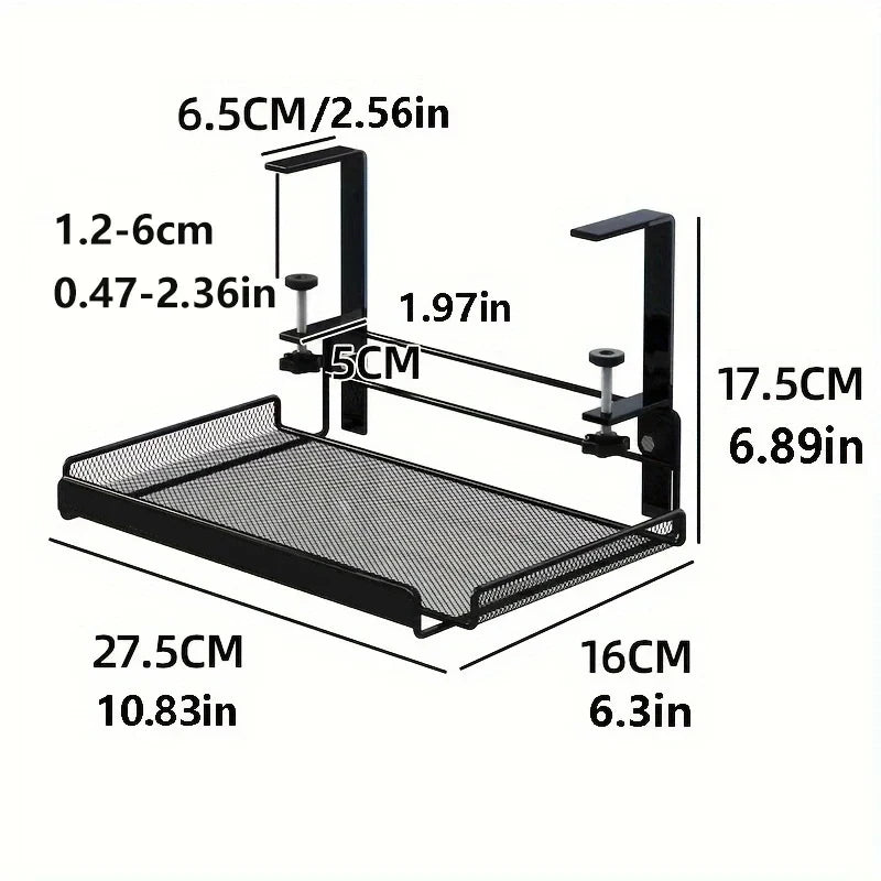 No-Drill Steel Under Desk Cable Management Tray