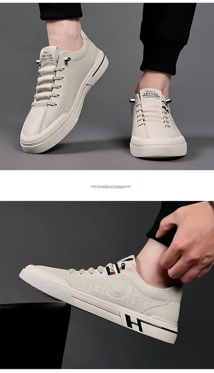 Men Sneakers 2024 Autumn New Embossed Breathable White Shoes Trendy Thick Soled Student Comfort Sports Leisure Skateboard Shoes