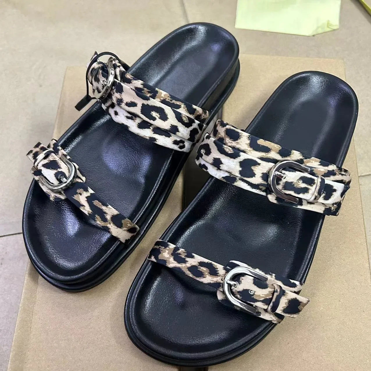 Leopard Print Platform Sandals